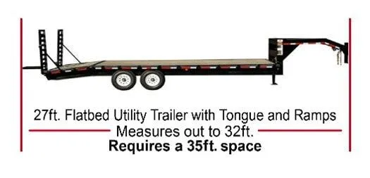 Flatbed utility trailer storage size example
